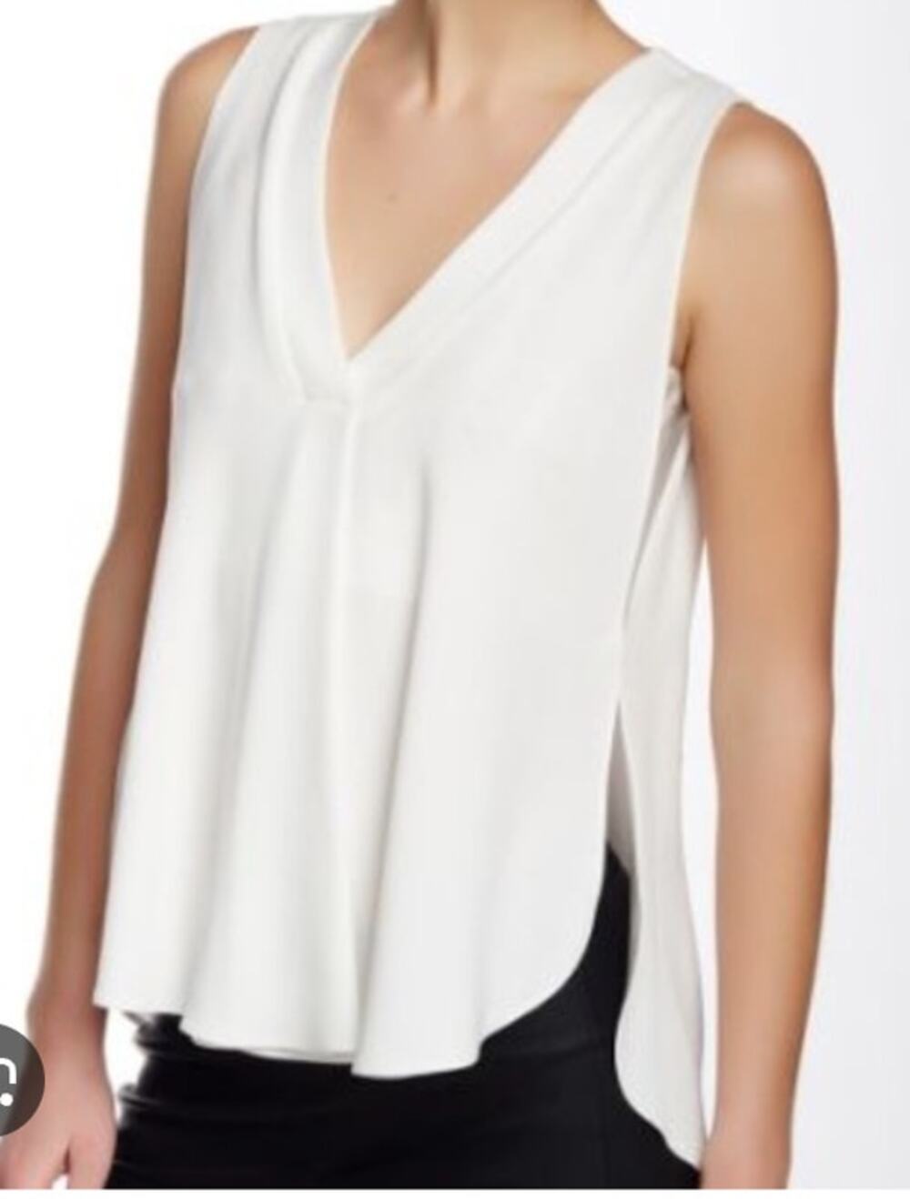 Derek Lam 10 Crosby Crepe Flowy V-Neck Top size 0 in Cream